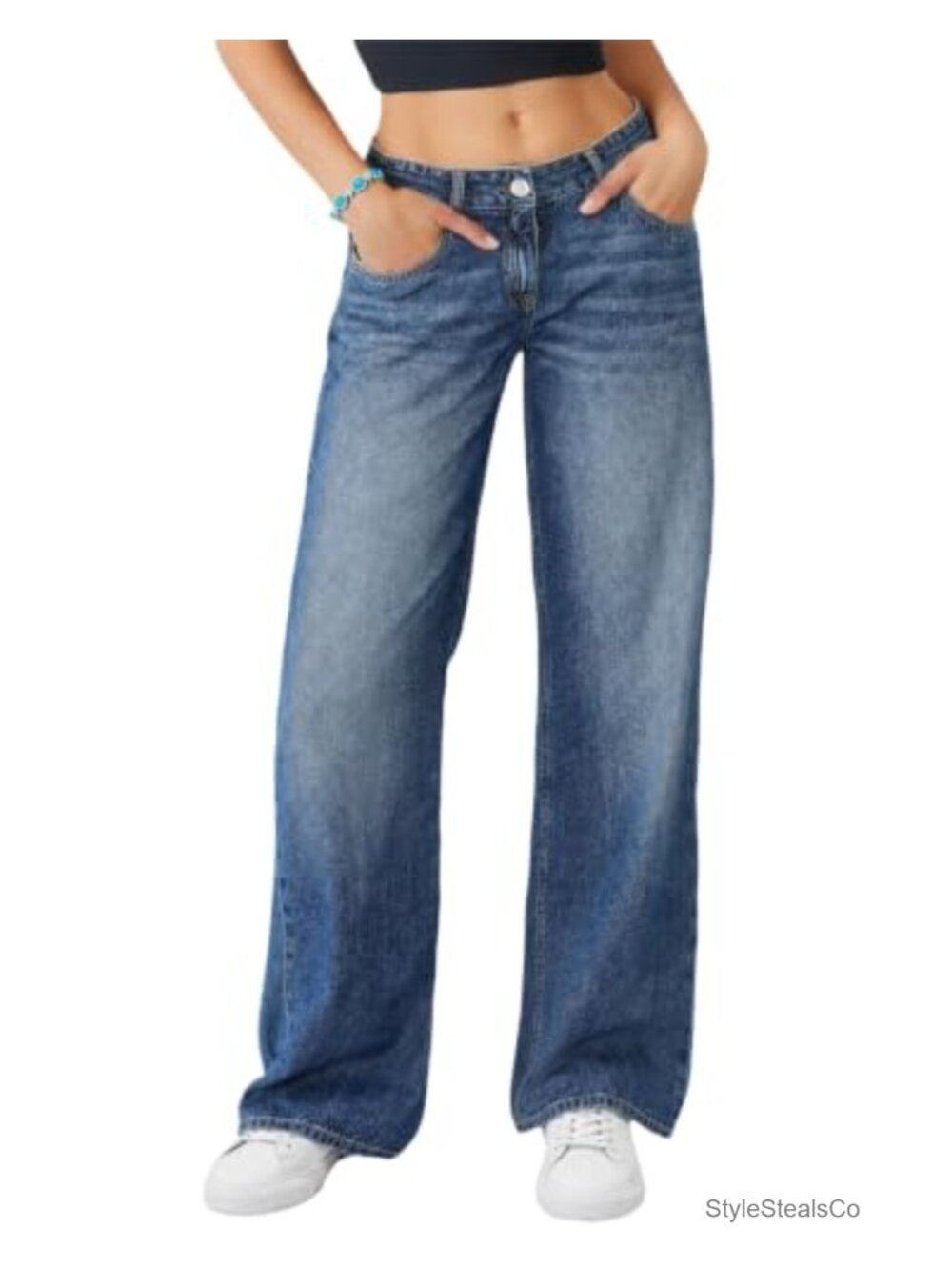 Low Rise Baggy Wide Leg Boyfriend Jeans Stretchy Denim Pants